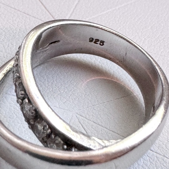 ✨ Vintage .925 Sterling Silver Double Eternity Band – Pave Crystal Sparkle! ✨ - Picture 11 of 15